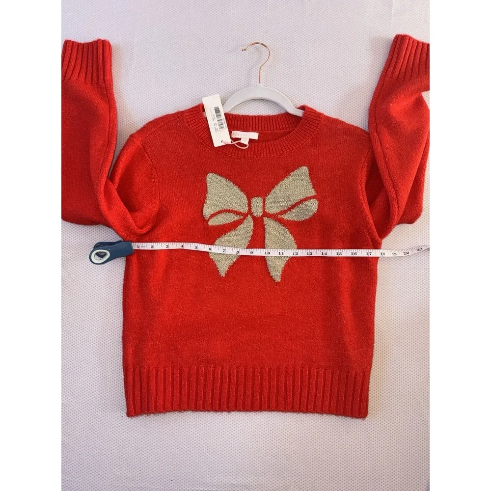 NWT Gianni Bini Little Girls Long Sleeve Glitter Bow Sweater Size‎ XL (16)
